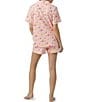 Color:Pink Mixology - Image 2 - Pink Mixology Short Sleeve Notch Collar Jersey Knit Shorty Pajama Set