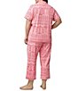 Color:Grand Hotel - Image 2 - Plus Size Grand Hotel Jersey Knit Cropped Pajama Set