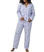 Color:Fairytale Forest - Image 1 - Bedhead Pajamas Plus Size Long Sleeve Notch Collar Fairytale Forest Jersey Knit Pajama Set