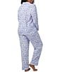 Color:Fairytale Forest - Image 2 - Bedhead Pajamas Plus Size Long Sleeve Notch Collar Fairytale Forest Jersey Knit Pajama Set
