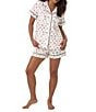 Color:Shrimply The Best - Image 1 - Printed Short Sleeve Notch Collar Shorty Pajama Set