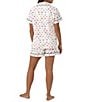 Color:Shrimply The Best - Image 2 - Printed Short Sleeve Notch Collar Shorty Pajama Set