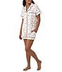 Color:Shrimply The Best - Image 3 - Printed Short Sleeve Notch Collar Shorty Pajama Set