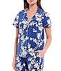 Color:Navy Shadow Blossom - Image 3 - Shadow Blossom Floral Print Knit Cropped Pajama Set