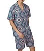 Color:Diamond Geo - Image 4 - Bedhead Pajamas Short Sleeve Diamond Geo 2-Piece Pajama Set