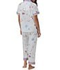 Color:Eastern Seaboard - Image 2 - Short Sleeve Notch Collar Woven Cropped Sea Print Pajama Set