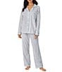 Color:Mid Grey Stripe - Image 1 - Family Matching Stripe Print Long Sleeve Notch Collar Cotton Knit Pajama Set