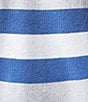 Color:Nautical Stripe - Image 6 - Turkish Terry Striped Print Shawl Collar Unisex Short Robe