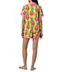 Color:Kiwi Pineapple - Image 2 - Bedhead Pajamas x Trina Turk Short Sleeve Notch Collar Woven Kiwi Pineapple Shorty Pajama Set