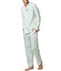 Color:Mint Stripe - Image 3 - Long Sleeve Stripe Poplin Pajama Shirt & Matching 31#double; Inseam Pajama Pant Set