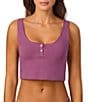 BedHead Bedhead Sleeveless Henley Knit Solid Cropped Tank Top, Color:Berry - Image 1