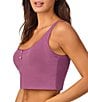 BedHead Sleeveless Henley Knit Solid Cropped Tank Top - Image 3
