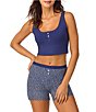 BedHead Sleeveless Henley Knit Solid Cropped Tank Top - Image 5