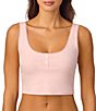 BedHead Sleeveless Henley Knit Solid Cropped Tank Top - Image 5