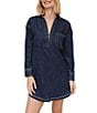 Bella Dahl Denim Spread Collar Long Sleeve Dress - Image 1