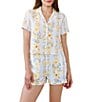 Bella Dahl Linen Blend Floral Print Notch Collar Short Sleeve Coordinating Shirt - Image 1
