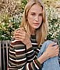 Bella Dahl Long Sleeve Stripe Crew Tee - Image 5