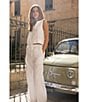 Bella Dahl Round Neck Sleeveless Half Placket Coordinating Top - Image 4