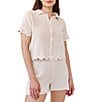 Bella Dahl Short Sleeve Crochet Button Down Coordinating Shirt - Image 1