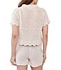 Bella Dahl Short Sleeve Crochet Button Down Coordinating Shirt - Image 2