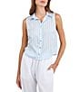Bella Dahl Stripe Print Point Collar Sleeveless Cropped Top - Image 1