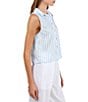 Bella Dahl Stripe Print Point Collar Sleeveless Cropped Top - Image 3