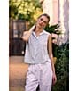 Bella Dahl Stripe Print Point Collar Sleeveless Cropped Top - Image 5