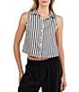 Bella Dahl Stripe Print Point Collar Sleeveless Cropped Top - Image 6