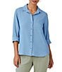 Bella Dahl Woven Split V-Neck Long Sleeve Button Down Shirt - Image 1
