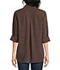 Bella Dahl Woven Point Collar Neckline Long Sleeve Button Down Shirt - Image 2