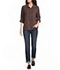 Bella Dahl Woven Point Collar Neckline Long Sleeve Button Down Shirt - Image 3