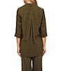 Bella Dahl Woven Point Collar Neckline 3/4 Sleeve Button Down Shirt - Image 2