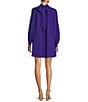Color:Bright Violet - Image 2 - Ansley Long Sleeve Mock Neck Bow Back Detail Shift Dress