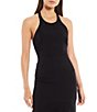 Color:Black - Image 3 - Elynne Asymmetrical Hem Halter Neck Sleeveless Bow Tie Back Detail Midi Gown