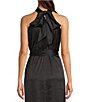 Color:Black - Image 4 - Gemma Silk Halter Neck Sleeveless Tie Waist Tiered Hem Gown