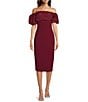 Color:Red - Image 1 - Harlow Stretch Crepe Off-the-Shoulder Puffed Sleeve Dress