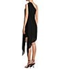 Color:Black - Image 4 - Helen Georgette Fabrication One Shoulder Asymmetrical Hem Sheath Dress
