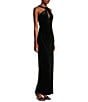 Color:Black - Image 3 - Iona Stretch Velvet Halter Sleeveless Maxi Dress