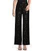 Badgley Mischka Belle by Badgley Mischka Iris Sequin Flat Front Coordinating Pants, Color:Black - Image 1