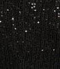 Color:Black - Image 3 - Isla Sequin Mock Neck Cap Sleeve Front Slit Midi Dress