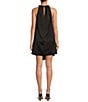 Color:Black - Image 2 - Julier Stretch Satin Halter Neck Sleeveless A-Line Dress