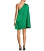 Color:Green - Image 2 - Kayla Satin One Shoulder Long Sleeve Mini Dress