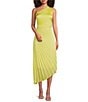 Badgley Mischka Belle by Badgley Mischka Kelsey Sleeveless One Shoulder Asymmetric Fit and Flare Dress, Color:Yellow - Image 1