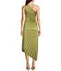 Badgley Mischka Belle by Badgley Mischka Kelsey Sleeveless One Shoulder Asymmetric Fit and Flare Dress, Color:Sage - Image 2