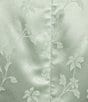 Color:Mint - Image 3 - Kyra Satin Jacquard Floral Print Sleeveless V-Neck Twist Front Slit Sheath Maxi Dress