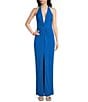 Color:Cobalt - Image 1 - Leah Stretch Crepe Halter Neck Sleeveless Dress