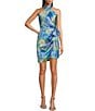 Color:Blue Multi - Image 1 - Lexi Halter Twist Front Wrap Mini Dress