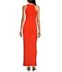 Badgley Mischka Belle by Badgley Mischka Maci Jersey Sheath Halter Neckline Dress, Color:Orange - Image 2
