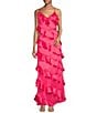 Color:Pink - Image 1 - Maren Satin Chiffon A-Line Dress
