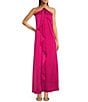Color:Fuchsia - Image 1 - Molly Satin Chiffon Halter Dress